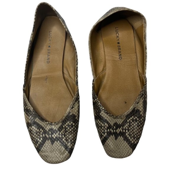 Lucky Brand Ameena Flats Womens Leather Snake Print Slip On Shoes Size 8.5 M - Picture 7 of 11